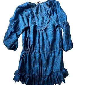 Rebecca Taylor Womens Dress blue sz 6 silk animalcore snake regency casual